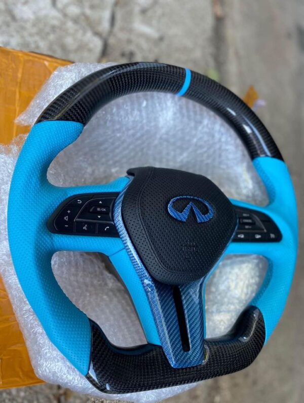 New Steering Wheel Carbon Fiber Blue Color Infinity Q50 18-20 - Image 3