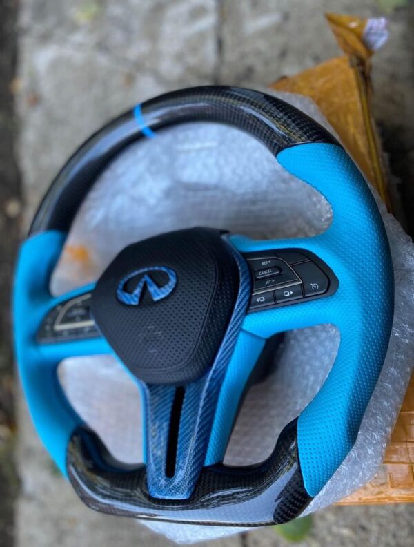 New Steering Wheel Carbon Fiber Blue Color Infinity Q50 18-20 - Image 5