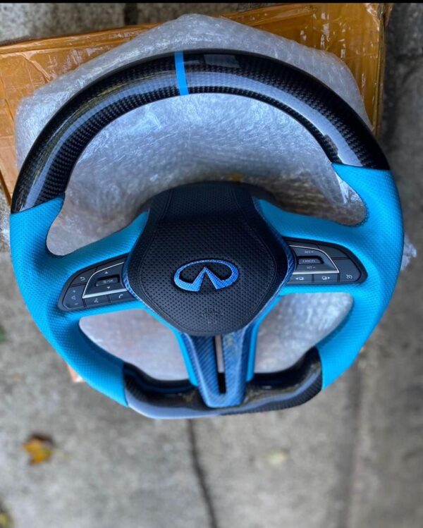 New Steering Wheel Carbon Fiber Blue Color Infinity Q50 18-20 - Image 4