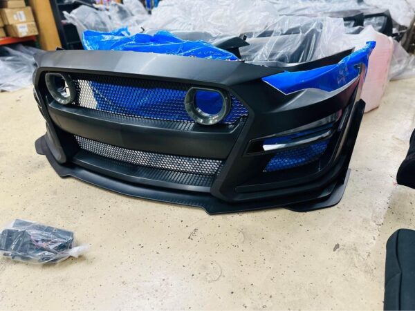 2018-2023 Ford Mustang GT500 Style Front Bumper Cover Lip LED Grille - Image 3