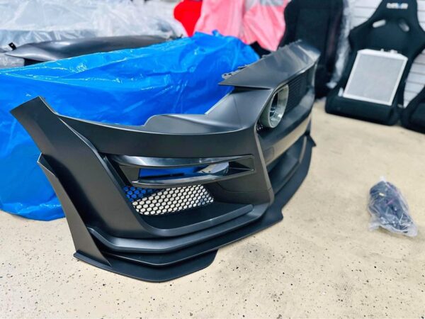 2018-2023 Ford Mustang GT500 Style Front Bumper Cover Lip LED Grille - Image 2